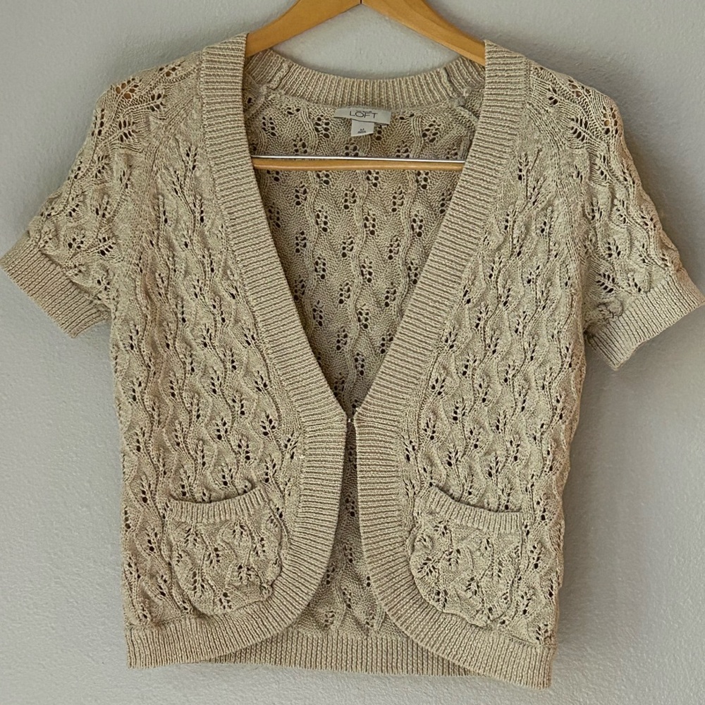 Crochet-Style Cropped Knit Short Sleeve Summer Layer